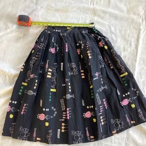 Vintage 1950s cotton black midi skirt xs/small